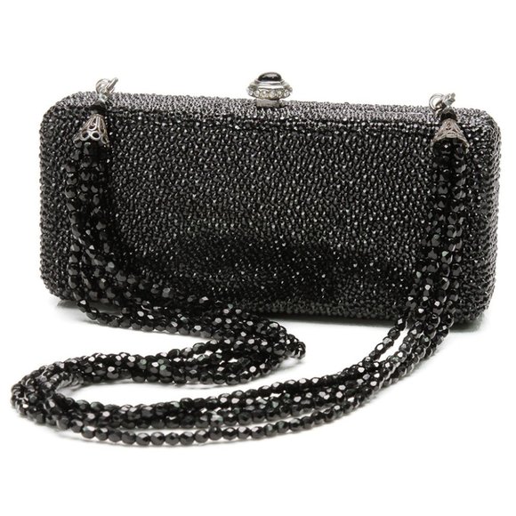 KATHRINE BAUMANN BLACK CRYSTAL CLUTCH P368BS - Picture 1 of 5